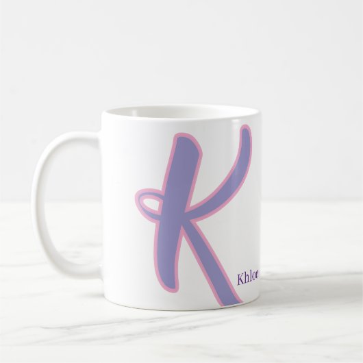 Modern Purple & Pink Monogram Personalized Name K Kaffeetasse (Links)
