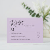 Modern Purple Rose RSVP Wedding Card Karte (Stehend Vorderseite)