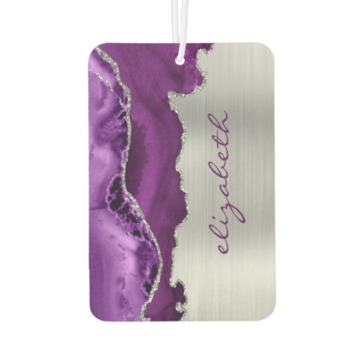 Modern Purple Silver Agate Metallic Autolufterfrischer (Rückseite)