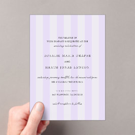 Modern Purple Stripes Elegant Wedding Acryleinladungen