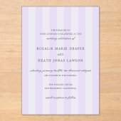 Modern Purple Stripes Elegant Wedding Acryleinladungen (Vorderseite)