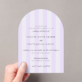 Modern Purple Stripes Elegant Wedding Acryleinladungen