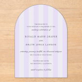 Modern Purple Stripes Elegant Wedding Acryleinladungen (Vorderseite)