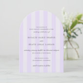 Modern Purple Stripes Elegant Wedding Einladung (Stehend Vorderseite)