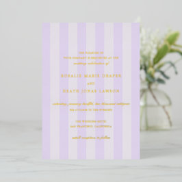 Modern Purple Stripes Elegant Wedding Folieneinladung