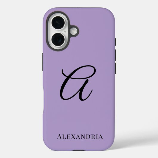 Modern Purple Stylish Personalized Name Initial Case-Mate iPhone Hülle (Rückseite)