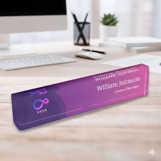 Modern Purple Technology Custom Logo  Namensplakette