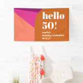 Modern Purple Terracotta Art Custom 50th Birthday Banner (Insitu)