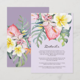 Modern  Purple Tropical Floral Hawaii Wedding Begleitkarte