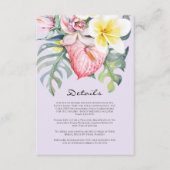 Modern Purple Tropical Floral Hawaii Wedding Begleitkarte (Vorderseite)