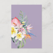 Modern Purple Tropical Floral Hawaii Wedding Begleitkarte (Rückseite)