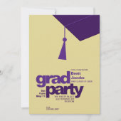 Modern Purple Typography Grad Party Photo Einladung (Vorderseite)