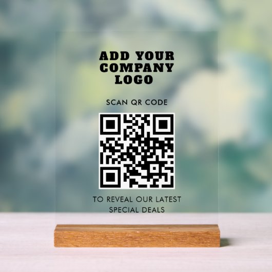 Modern QR Code and Business Logo Minimalist Acrylschild (Neutral)