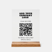 Modern QR Code and Business Logo Minimalist Acrylschild (Vorderseite)