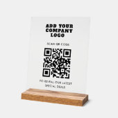 Modern QR Code and Business Logo Minimalist Acrylschild (Winkel)