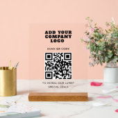 Modern QR Code and Business Logo Minimalist Acrylschild (Hochzeit)