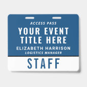 Modern QR Code Blue Event Access Pass ID Ausweis (Vorderseite)
