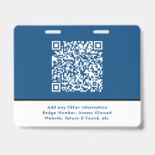Modern QR Code Blue Event Access Pass ID Ausweis (Rückseite)