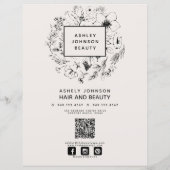 Modern QR Code Blush Black 3 Services Spa Menu (Rückseite)