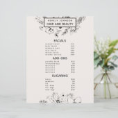 Modern QR Code Blush Black 3 Services Spa Menu (Stehend Vorderseite)