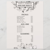 Modern QR Code Blush Black 3 Services Spa Menu (Vorderseite)