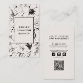 Modern QR Code Botanical Blush and Black  Visitenkarte (Vorne/Hinten)