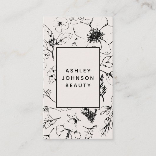 Modern QR Code Botanical Blush and Black Visitenkarte (Vorderseite)