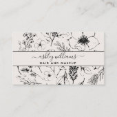 Modern QR Code Botanical Blush & Black Name Script Visitenkarte (Vorderseite)