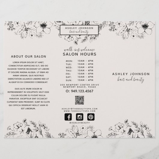 Modern QR Code Botanical Blush Photos Brouchure (Vorderseite)