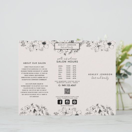 Modern QR Code Botanical Blush Photos Brouchure (Stehend Vorderseite)