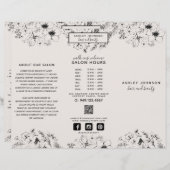 Modern QR Code Botanical Blush Photos Brouchure (Vorne/Hinten)