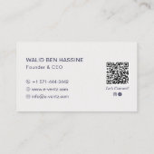 Modern QR Code & Business Logo l Navy Blue & Gold Visitenkarte (Rückseite)