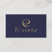 Modern QR Code & Business Logo l Navy Blue & Gold Visitenkarte (Vorderseite)