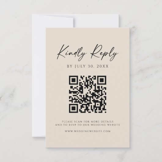 Modern QR Code | Champagne Website RSVP Card Save The Date (Vorderseite)