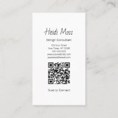 Modern QR code Contemporary Design Consultant  Visitenkarte (Rückseite)