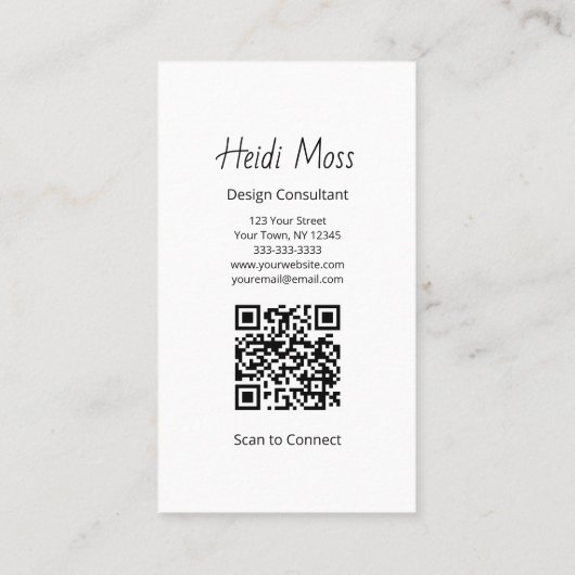 Modern QR code Contemporary Design Consultant  Visitenkarte (Rückseite)