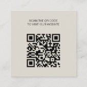 Modern QR Code Custom Logo Neutral Corporate Quadratische Visitenkarte (Rückseite)