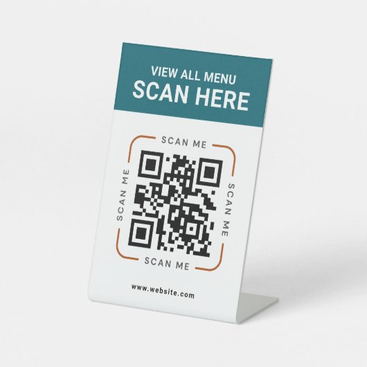 Modern QR Code | Digital Menu Tabletop Sign Sockelschild (Vorderseite)