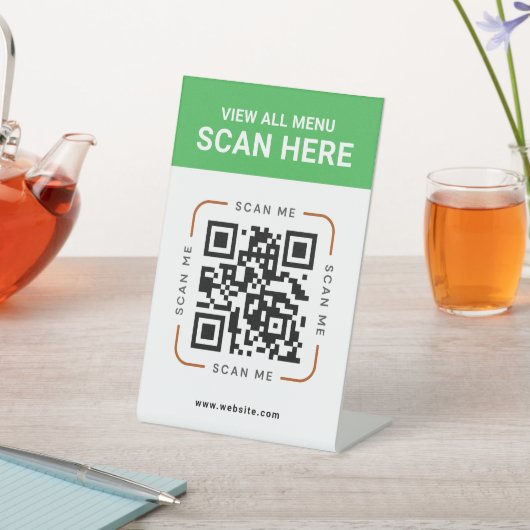 Modern QR Code | Digital Menu Tabletop Sign Sockelschild (In SItu)