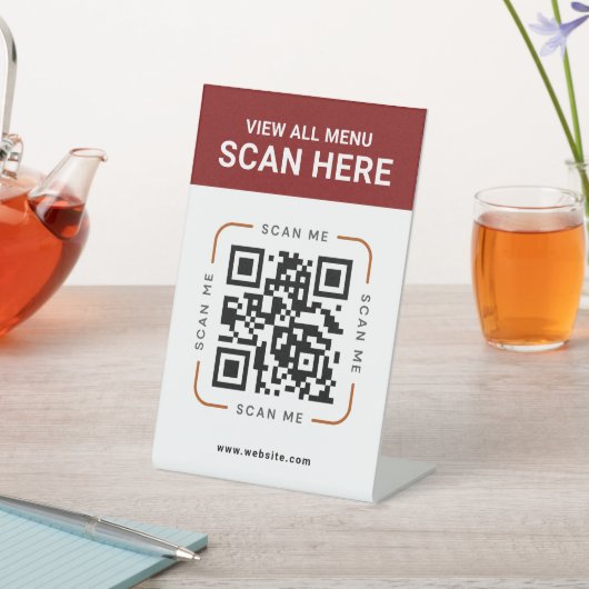 Modern QR Code | Digital Menu Tabletop Sign Sockelschild (In SItu)