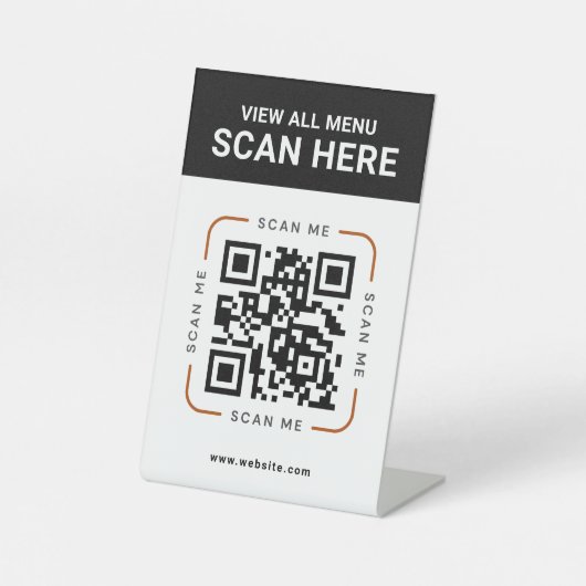 Modern QR Code | Digital Menu Tabletop Sign Sockelschild (Vorderseite)