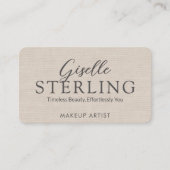 Modern QR Code Elegant Linen Script  Visitenkarte (Vorderseite)