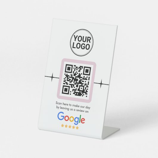 Modern QR Code Google Review Custom Logo Sockelschild (Vorderseite)