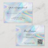 Modern QR Code Hair Salon Holographic Business Terminkarte (Vorne/Hinten)