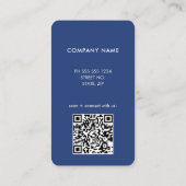 Modern QR Code Logo Blue Business Card Visitenkarte (Rückseite)