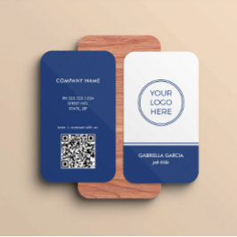 Modern QR Code Logo Blue Business Card Visitenkarte