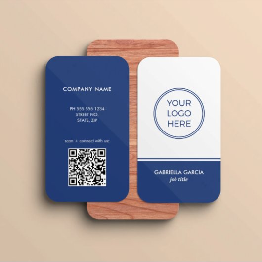 Modern QR Code Logo Blue Business Card Visitenkarte