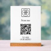 Modern QR Code Menu | Custom Contactless Logo  Acrylschild (Neutral)
