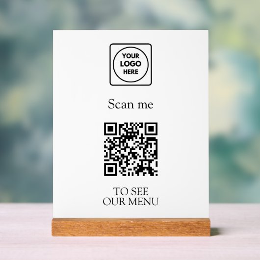 Modern QR Code Menu | Custom Contactless Logo Acrylschild (Neutral)