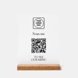 Modern QR Code Menu | Custom Contactless Logo  Acrylschild